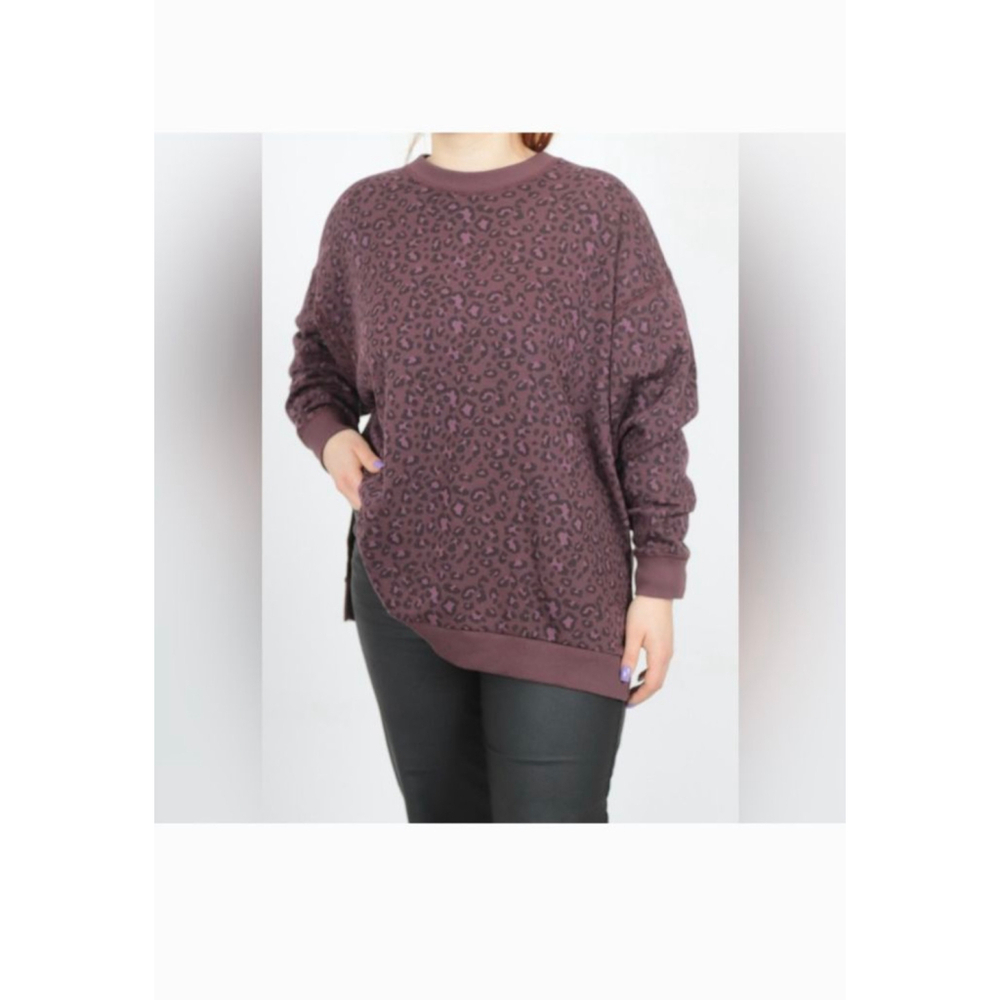 American Eagle Outfitters Mauve Leopard Print Pullover Sweatshirt